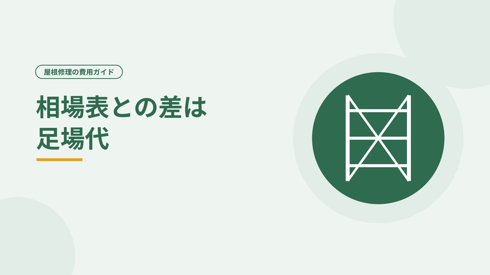 相場表との金額差が足場代によることを示した図